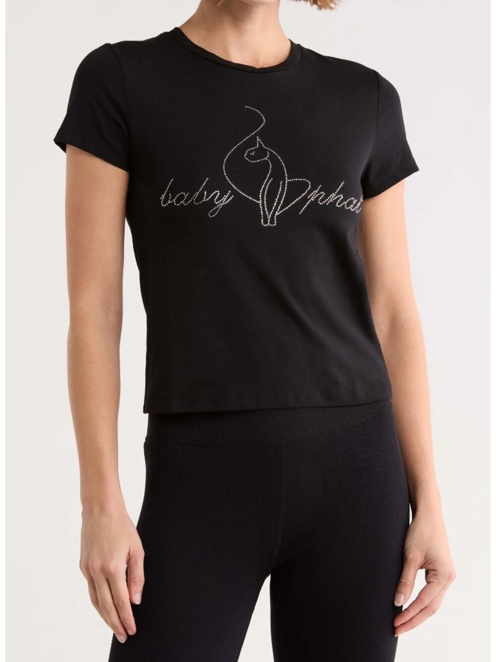 Baby Phat Black Logo Cat Graphic Tee Crew Neck Short Sleeve Women’s XL